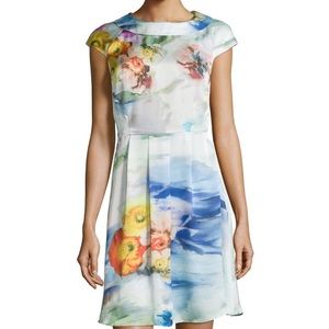 NWT Carmen Marc Valvo Watercolor Floral Dress
